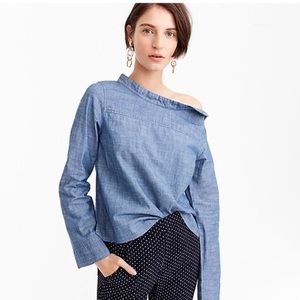 J. Crew Chambray Funnel Neck Top